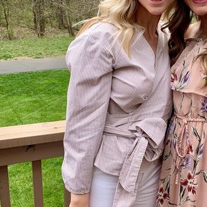 J . crew wrap around tie shirt!